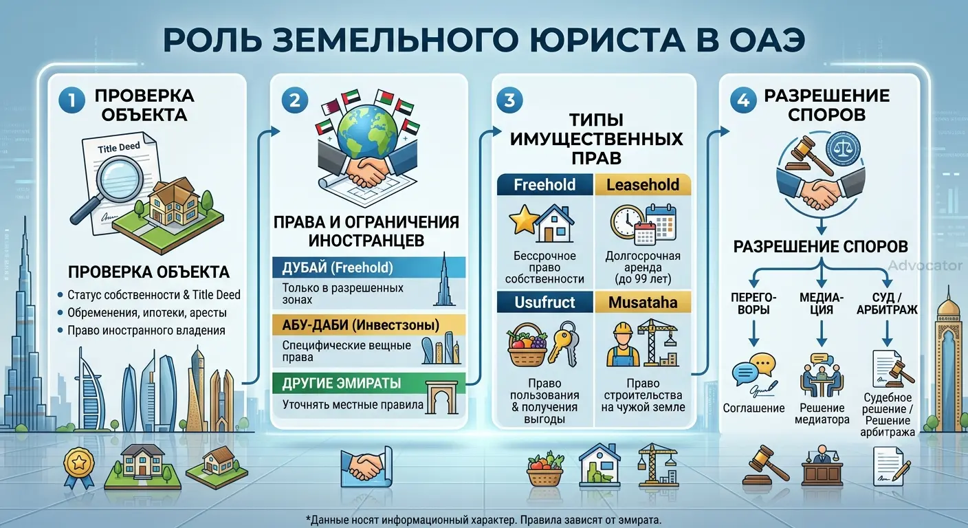 Инфографика: роль земельного юриста в ОАЭ
