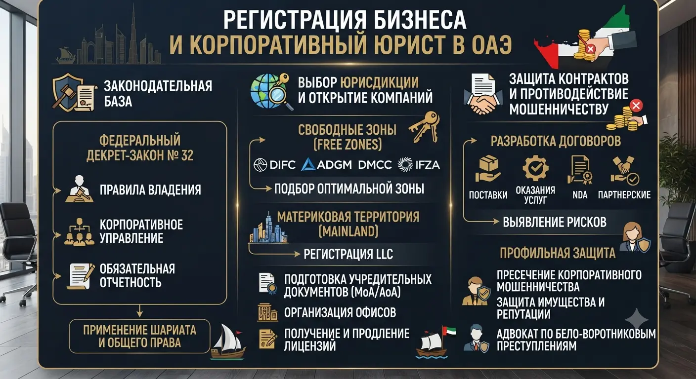 Регистрация бизнеса и корпоративный юрист в ОАЭ